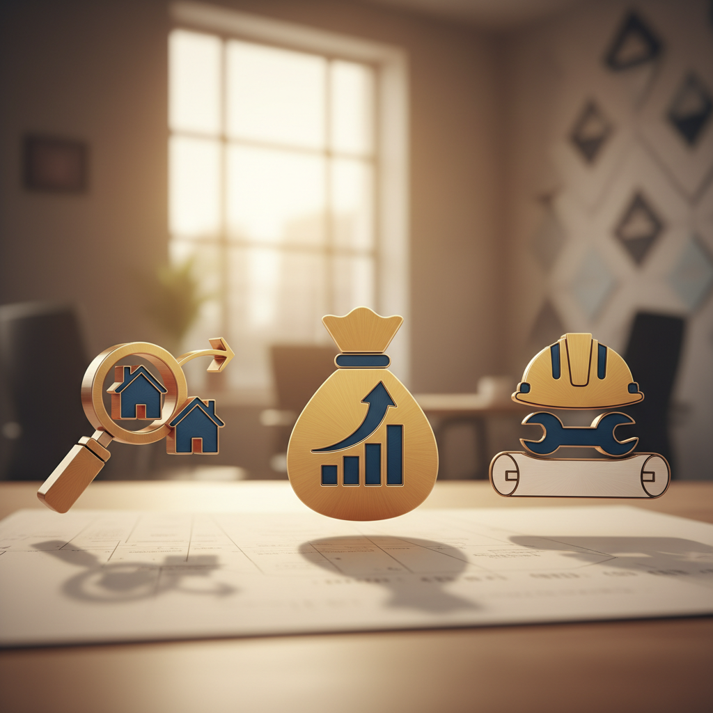 Türkiye'de gayrimenkul değerleme yöntemlerini (karşılaştırma, gelir, maliyet) gösteren infografik ikonlar. Uzman analizi ve detaylı rehber.