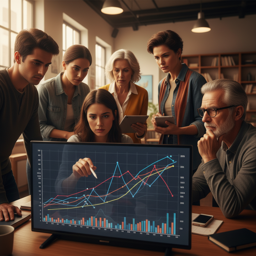 Enflasyon grafiğine bakan farklı nesiller. 2025 Türkiye'de enflasyonla mücadele ve birikim koruma için akıllı yatırım stratejileri.