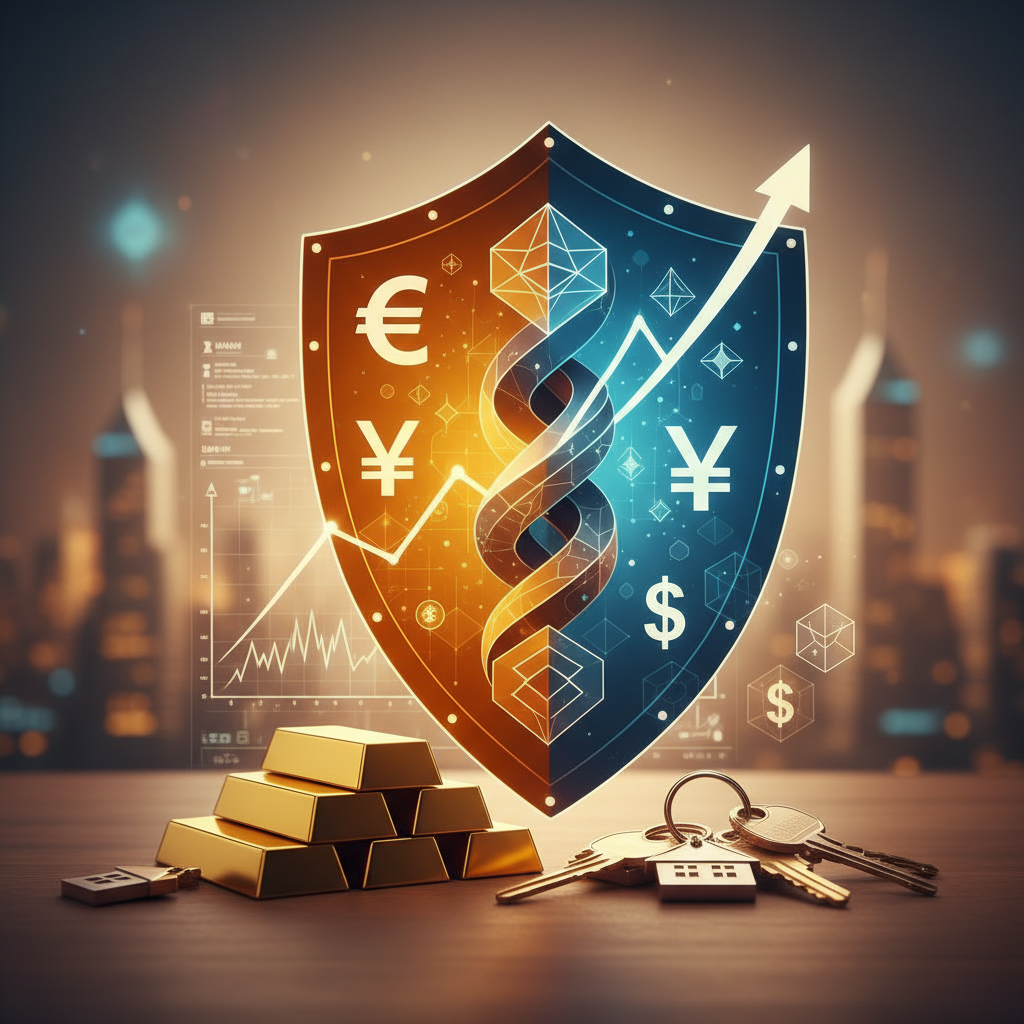 Altın, gayrimenkul, borsa, döviz ve kripto dahil akıllı yatırım stratejileriyle enflasyonla mücadele sembolleri.