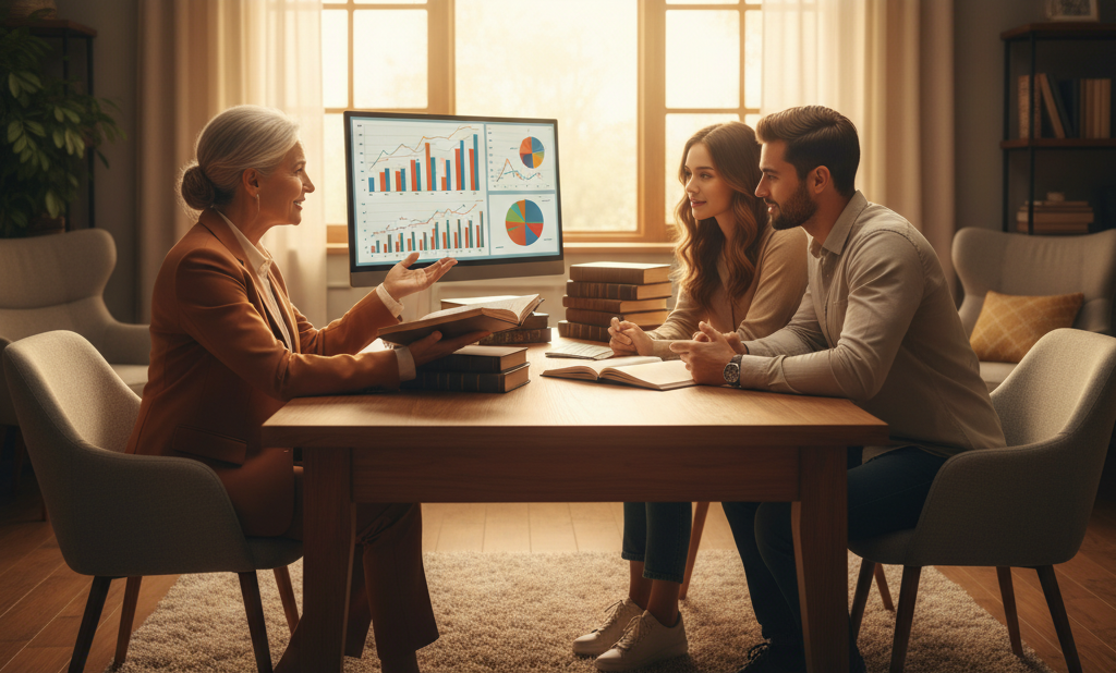 Tecrübeli finans uzmanı, genç çifte para yönetimi ve bütçe planlaması danışmanlığı veriyor. Finansal rehberlik.