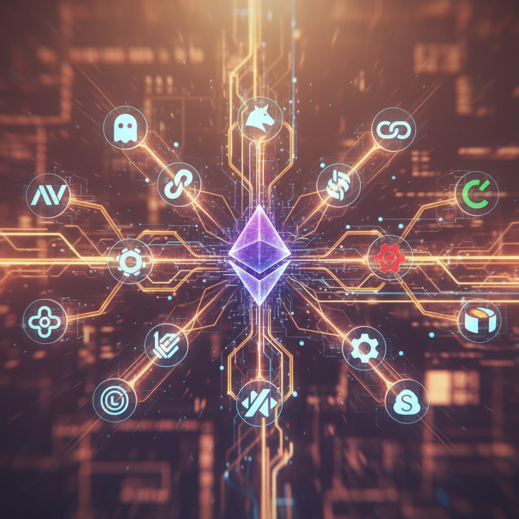 DeFi ekosistemi: Aave, Uniswap gibi merkeziyetsiz finans protokolleri Ethereum'a akıyor. Kripto dünyası yatırım rehberi.