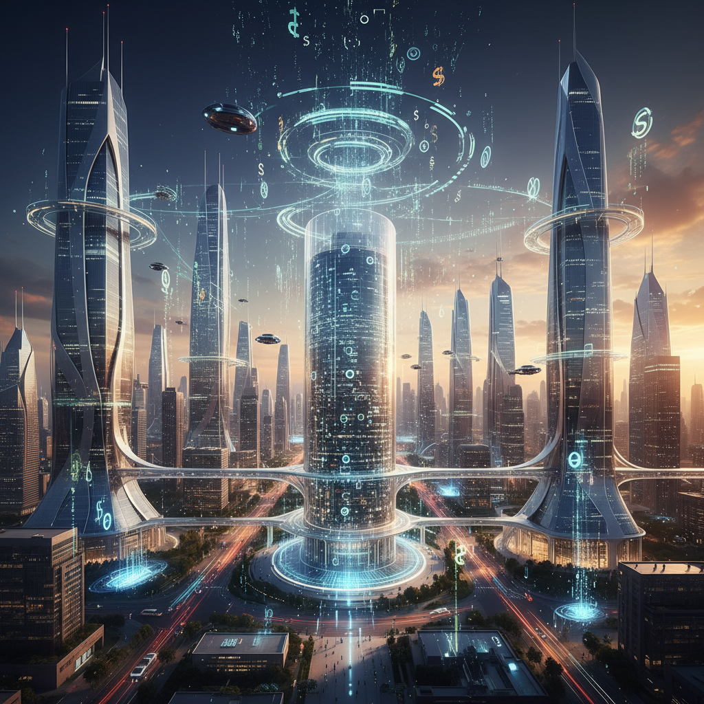 Geleceğin ekonomisi: Fütüristik şehirde Web3 ve DeFi entegrasyonu. Türkiye'de merkeziyetsiz finans iş ve yatırım fırsatları sunuyor.