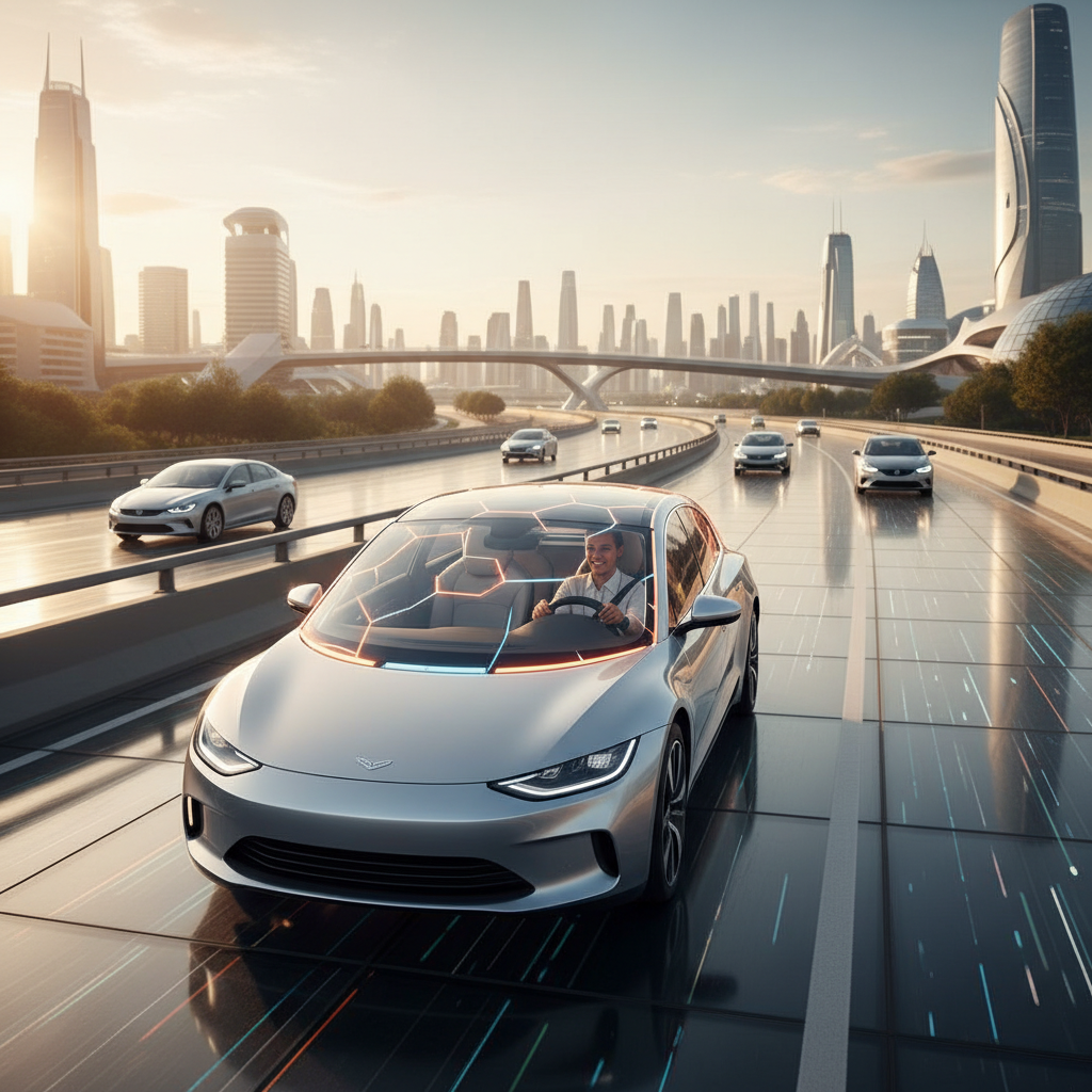 Modern yolda güvenli sürüş yapan, kalkanla korunan araç. 2025 Kasko Sigortası ve en uygun poliçe fiyat karşılaştırma.